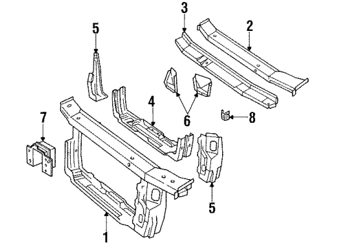 1989 Pontiac Grand Prix Radiator Support Upper Tie Bar Diagram for 10221073