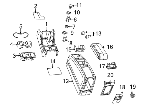 2010 Dodge Journey Console Base-Floor Console Diagram for 1LN36XDVAA