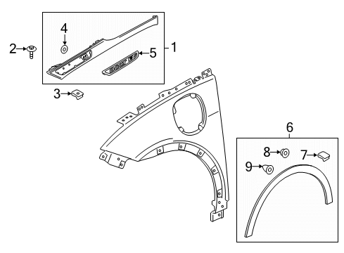 2022 Chevrolet Bolt EV Exterior Trim - Fender Wheel Opening Molding Diagram for 42617384