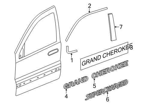 2017 Jeep Grand Cherokee Exterior Trim - Front Door Molding-Day Light Opening Diagram for 68257476AD