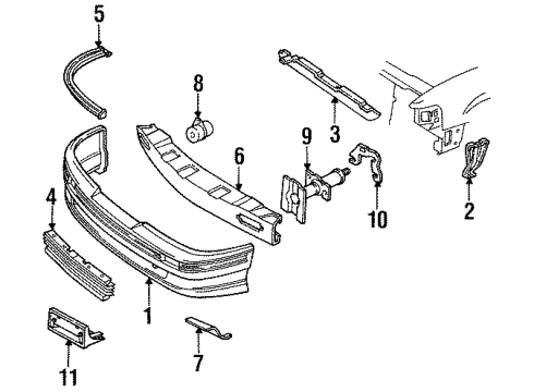 1989 Pontiac Grand Am Front Bumper Shield-Air Intake Splash Diagram for 22549044