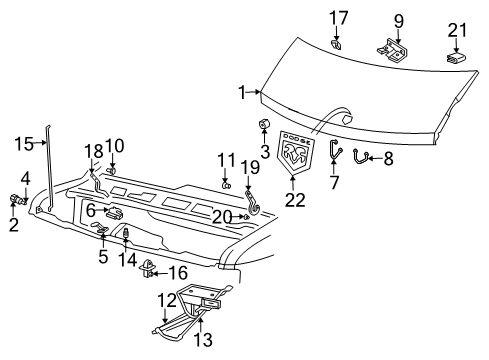 1999 Dodge Ram 2500 Van Hood & Components, Exterior Trim Hood Prop Diagram for 55347054AD