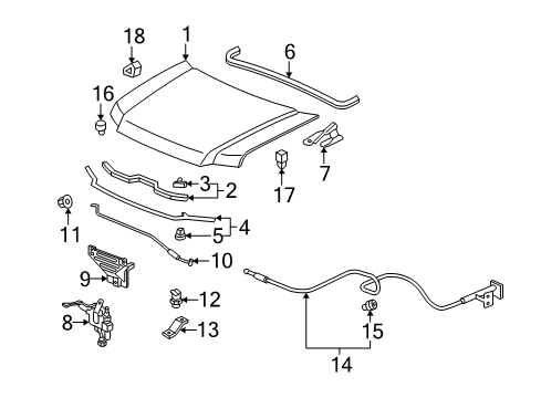 2009 Honda Ridgeline Hood & Components Rubber, Hood Seal Diagram for 74121-SJC-A00