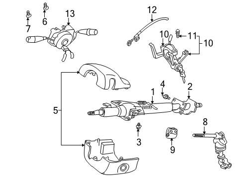 2002 Chevrolet Tracker Switches Column Asm, Steering(D.O.T.) (On Esn) Diagram for 30020963