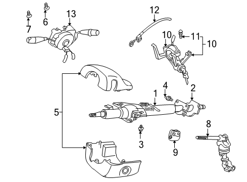 2003 Chevrolet Tracker Steering Column, Steering Wheel Lock Kit (On Esn) *Gray Diagram for 91176572