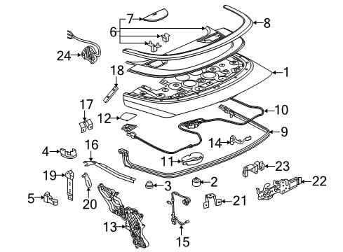2017 Buick Cascada Storage Compartment Trunk Lid Bumper Diagram for 13394545