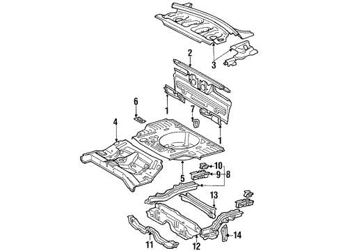 1990 Toyota Tercel Floor & Rails Floor Pan Diagram for 58211-16060