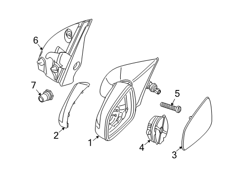 2008 Saturn Astra Mirrors Housing, Outside Rear View Mirror Diagram for 13142000