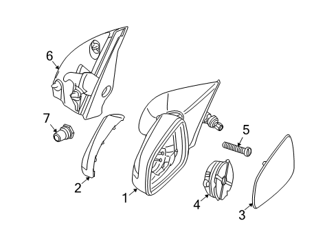 2008 Saturn Astra Mirrors Mirror Assembly Diagram for 13253341