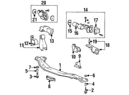 1996 Hyundai Accent Engine & Trans Mounting Bracket-Roll Stopper, Rear Diagram for 21683-26010