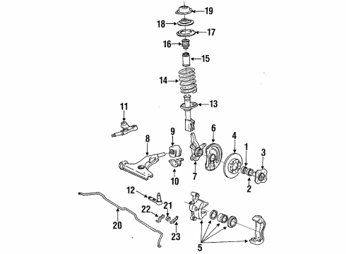 1993 Hyundai Excel Front Brakes Strut Assembly Diagram for 54650-24120