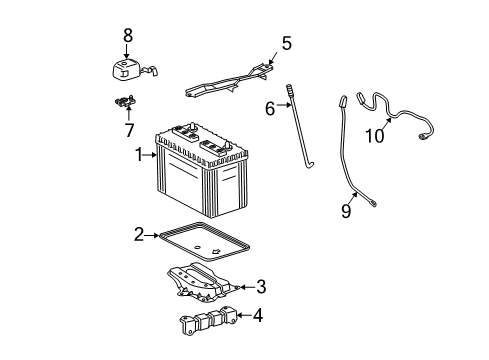 2003 Pontiac Vibe Battery Hold Down Rod Diagram for 94852288