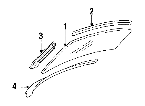 1992 Buick Regal Windshield Glass Clip-Windshield Lower Reveal Molding *Black Diagram for 10091287