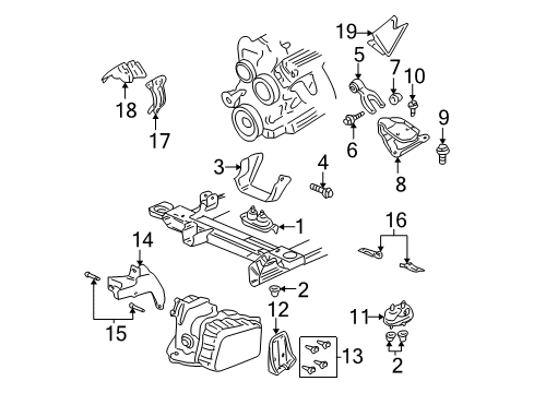 2001 Chevrolet Monte Carlo Engine & Trans Mounting Mount Plate Diagram for 15884384