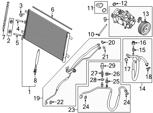 2015 Ford F-150 A/C Condenser, Compressor & Lines Clutch & Pulley Diagram for HL3Z-19D786-FA