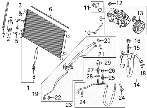 2015 Ford F-150 A/C Condenser, Compressor & Lines Compressor Assembly Diagram for FL3Z-19703-E