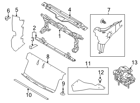 2014 Ford F-150 Radiator Support Air Deflector Diagram for AL3Z-74001A06-A