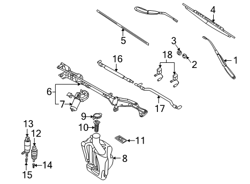 2003 BMW Z8 Wiper & Washer Components Container Filling Capacity Label Diagram for 61677019543