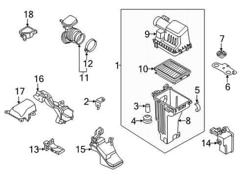 2022 Nissan Versa Air Intake AIR DUCT Diagram for 16576-5EA0B