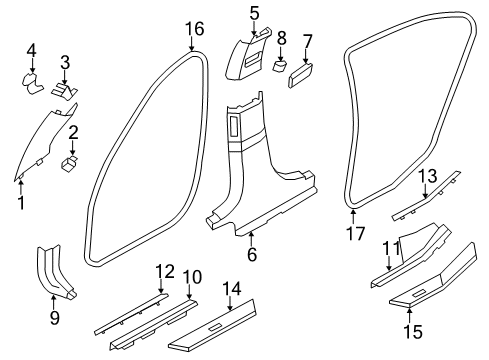 2015 BMW 750i Interior Trim - Pillars, Rocker & Floor Cover, Column A Right Diagram for 51437903780