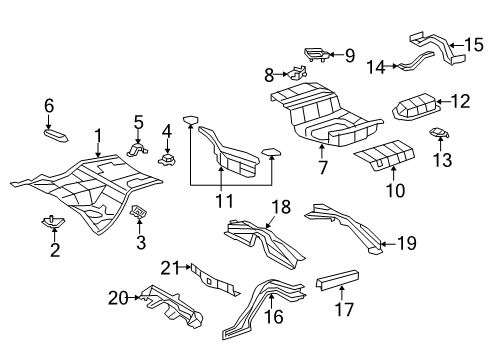 2015 Lexus LS600h Rear Floor & Rails Pan, Center Floor Diagram for 58211-50930