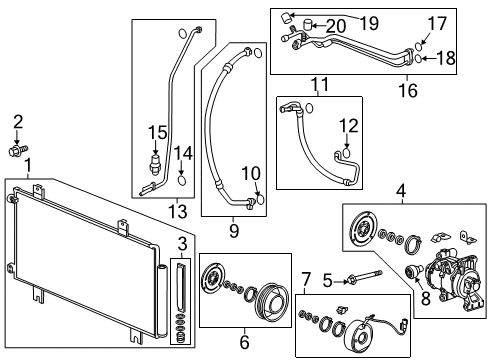 2016 Honda Fit Air Conditioner Pipe, Receiver Diagram for 80341-T5R-A01