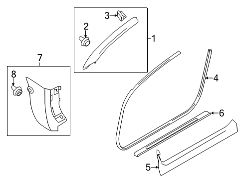 2014 Nissan Murano Interior Trim - Pillars, Rocker & Floor Garnish Assy-Front Pillar, LH Diagram for 76912-1GR0A