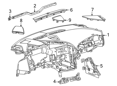 2017 Chevrolet Corvette Cluster & Switches, Instrument Panel Center Bracket Diagram for 23164273
