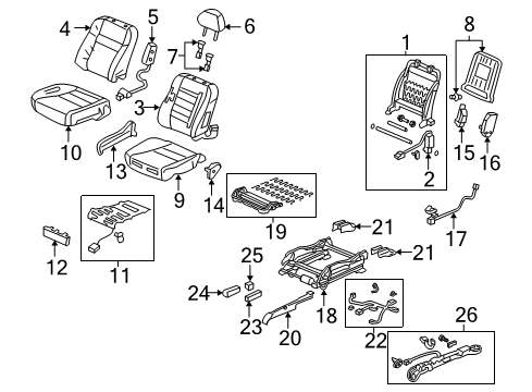 2007 Acura TSX Front Seat Components Cover, Passenger Side Center (Graphite Black) Diagram for 81115-SEC-003ZA