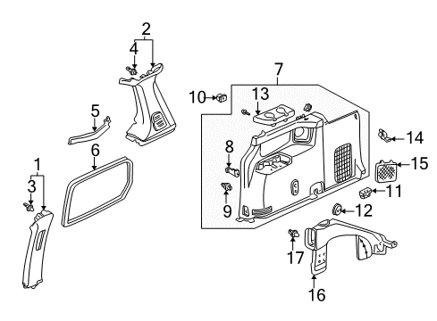 1999 Honda Odyssey Interior Trim - Side Panel Garnish Assy., R. RR. Pillar *YR169L* (MILD BEIGE) Diagram for 84141-S0X-A01ZC