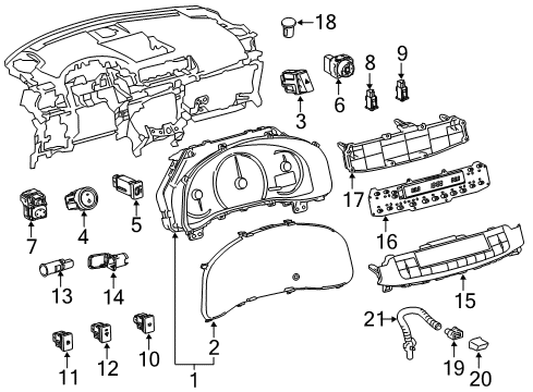 2013 Lexus CT200h Cluster & Switches, Instrument Panel Glass, Combination Meter Diagram for 83852-76010