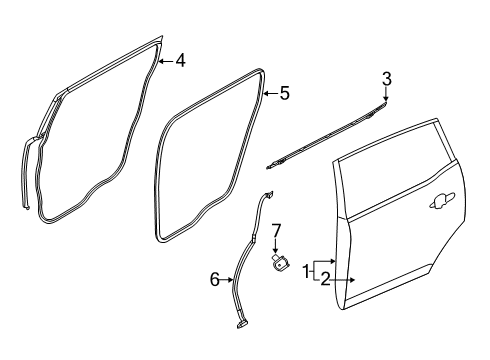 2014 Lincoln MKT Rear Door Rear Weatherstrip Diagram for AE9Z-7428124-A