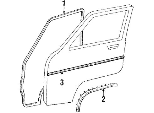 1989 Toyota Van Front Door Side Molding Diagram for 75071-87002-03