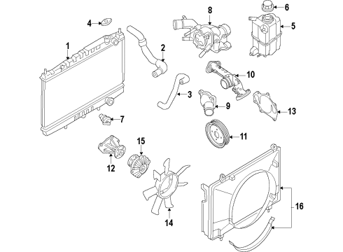 2006 Nissan Titan Cooling System, Radiator, Water Pump, Cooling Fan Radiator Assy Diagram for 21460-ZC00A