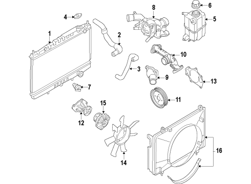 2008 Nissan Titan Cooling System, Radiator, Water Pump, Cooling Fan Radiator Assy Diagram for 21460-ZC00B