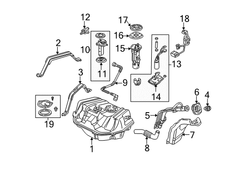 2003 Acura TL Fuel System Components Clip, Fuel Filler Cap Diagram for 91594-S1A-E01