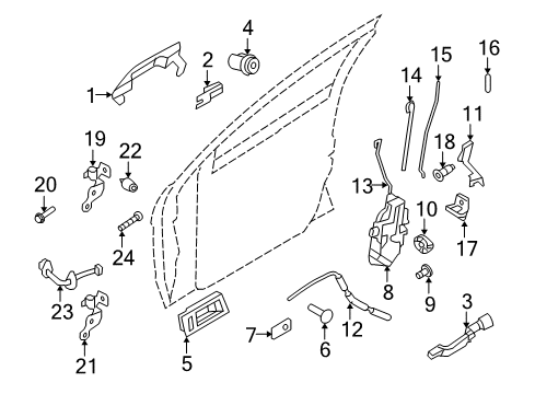 2009 Ford Focus Door - Lock & Hardware Handle, Inside Screw Diagram for -N805651-S424