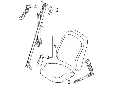 2010 Ford Focus Front Seat Belts Retractor Assembly Upper Cover Diagram for AS4Z-7860262-DA