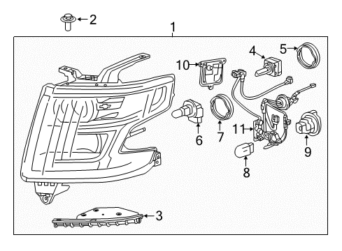 2020 Chevrolet Suburban Headlamps Composite Assembly Diagram for 84582571
