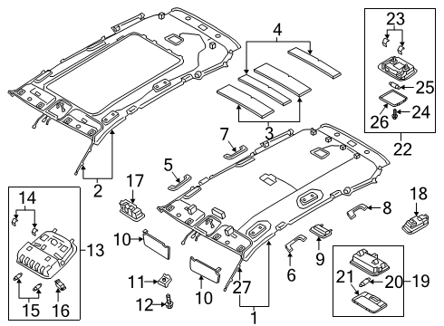 2021 Hyundai Santa Fe Interior Trim - Roof Lens-Cargo Lamp Diagram for 926212E000