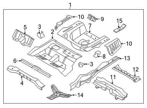 2011 Kia Optima Rear Body - Floor & Rails Bracket Assembly-Rear Seat Mounting Diagram for 65551-3S100