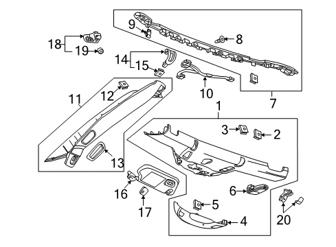 2018 Chevrolet Corvette Interior Trim - Roof Trim Molding Diagram for 23367863