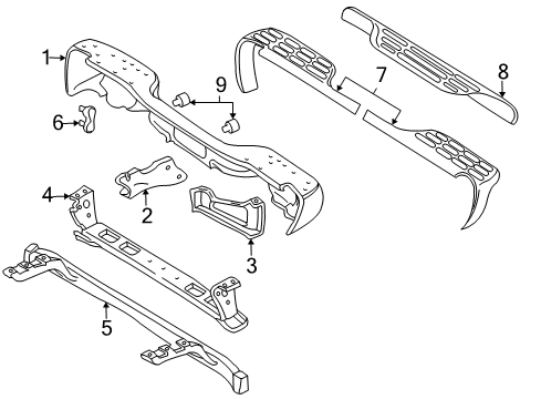 2001 Chevrolet Silverado 1500 Rear Bumper Bumper Bracket Diagram for 15154969