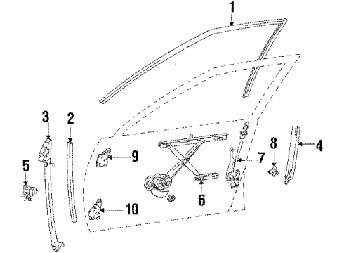 1985 Toyota Camry Door & Components Regulator Sub-Assy, Front Door Window, RH Diagram for 69801-32010