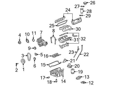 2008 Saturn Aura Engine Parts, Mounts, Cylinder Head & Valves, Camshaft & Timing, Oil Pan, Oil Pump, Crankshaft & Bearings, Pistons, Rings & Bearings, Variable Valve Timing Adapter Gasket Diagram for 12607947