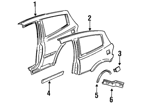 1992 Honda Civic Quarter Panel & Components Protector, R. RR. Fender Diagram for 75304-SR3-A01