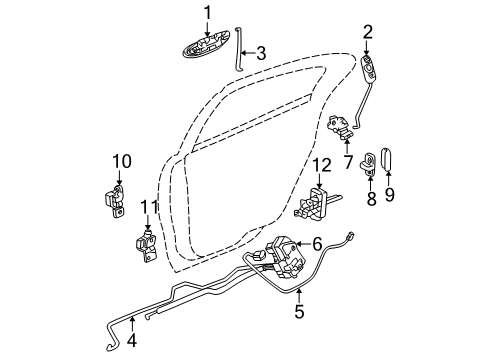 2002 Dodge Intrepid Door & Components Link-Outside Handle To Latch Diagram for 4574024AC
