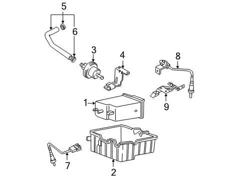 2004 Hyundai Accent Emission Components CANISTER Assembly Diagram for 31420-25700
