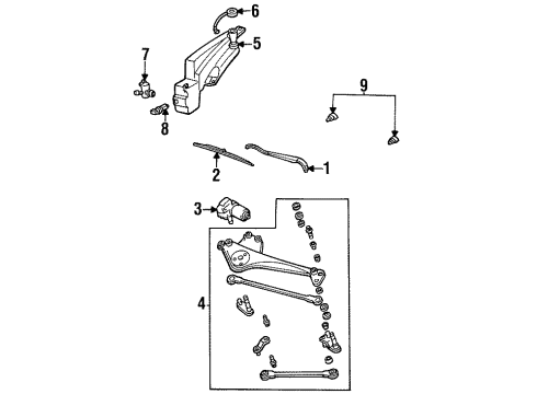 1996 Ford Taurus Wiper & Washer Components Wiper Arm Diagram for F6DZ17527B