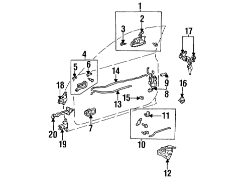 1994 Toyota Celica Lock & Hardware Snap, Door Lock Control Diagram for 69759-50040